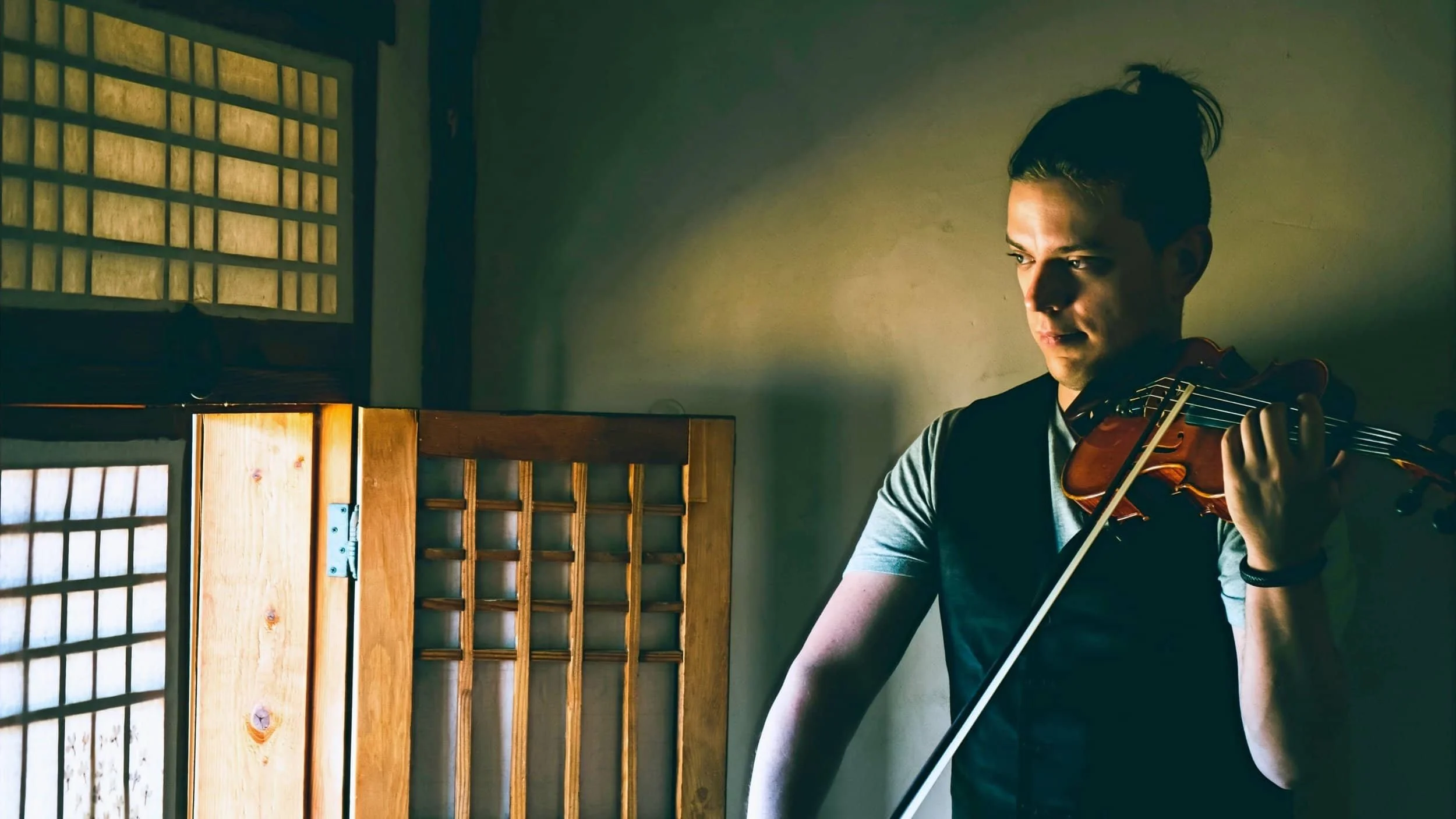 Alex Malaimare portrait with violin